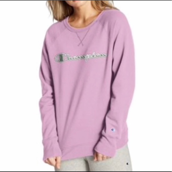 Champion Applique Boyfriend Crew Top Orchid Pink - Picture 5 of 6